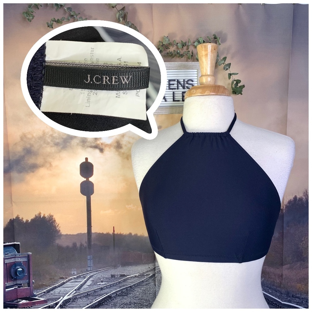 LIKE NEW J CREW NAVY STRING MEDIUM BIKINI TOP
